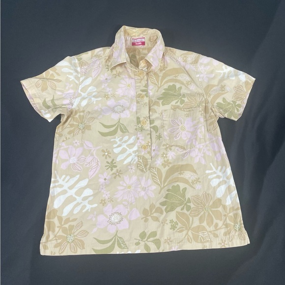 Paul Smith Jeans Women Clear Floral Short Sleeve 1/2 Button Shirt Size 40 - Picture 1 of 8